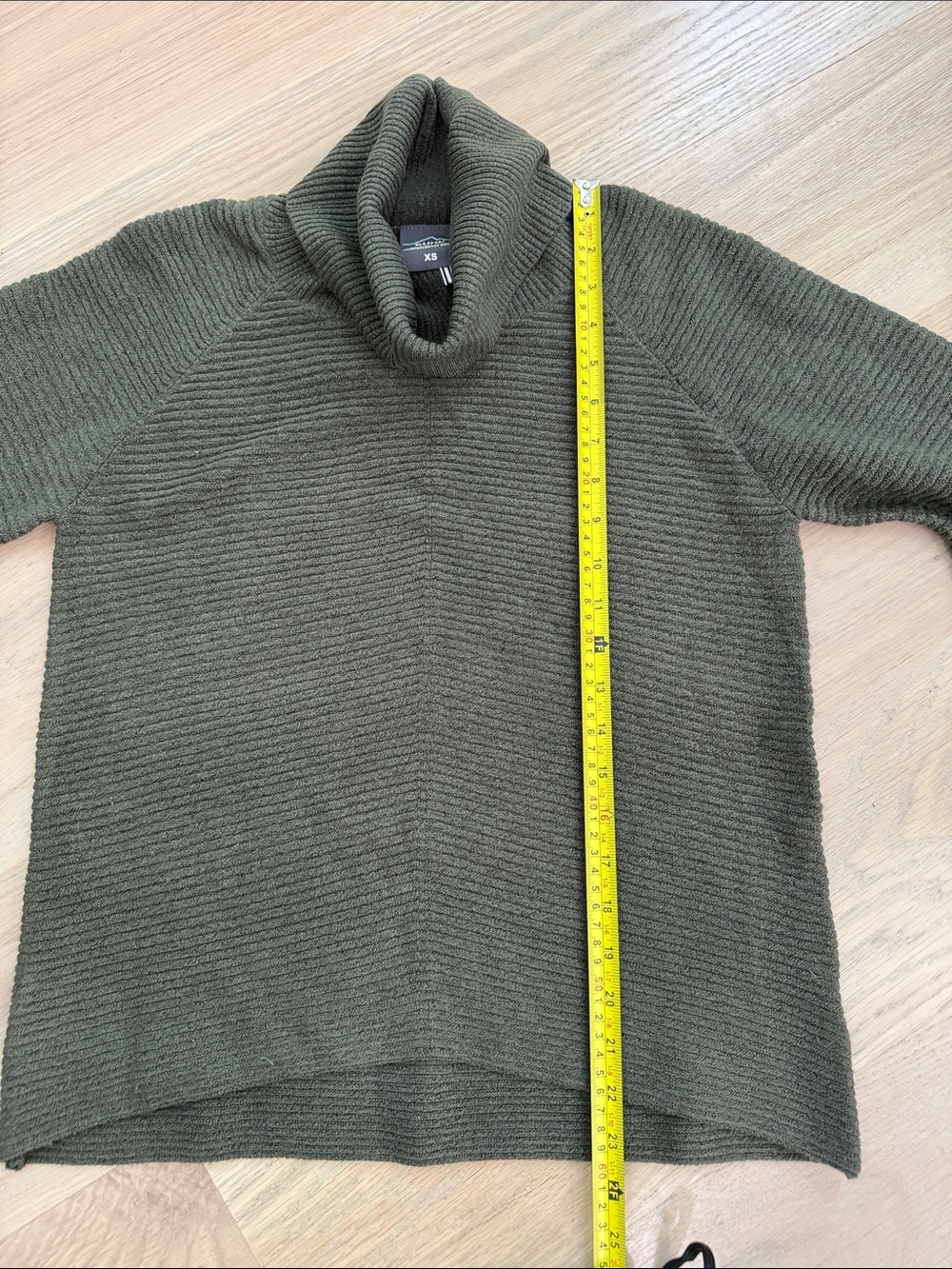 KUHL Lea Pullover Olive Green Ribbed Cowl Neck Sweater Size XS - Picture 6 of 7